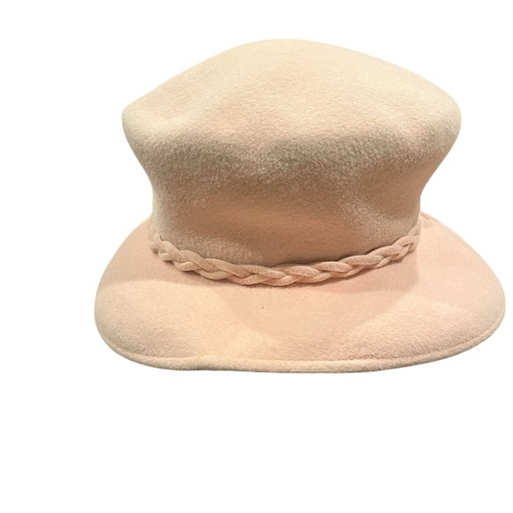 Vintage baby pink wool felt hat with floral embellishments - Picture 5 of 10